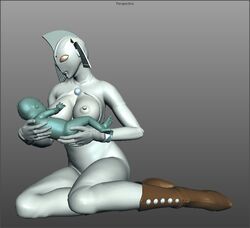 3d alien alien_girl baby breast_feeding breastfeeding breasts erect_nipples exposed_breasts mother mother_of_ultra torn_bodysuit ultraman_(franchise) umk