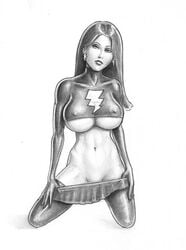 1girls areola black_mary breasts busty cleavage clothing dark_mary_marvel_(character) dc dc_comics erect_nipples eyeshadow female female_only goth lipstick makeup mary_batson mary_marvel navel nipple_bulge nipples ralfieboy shazam_(series) skirt solo underboob voluptuous