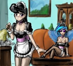 blue_hair female female_only friendship_is_magic human john_joseco multiple_females my_little_pony octavia_melody smooth_skin vinyl_scratch_(mlp)