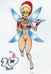 christmas disney disney_fairies dragonhorse10 nipples peter_pan_(disney) tagme tinker_bell