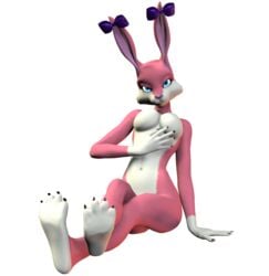 3d anthro babs_bunny color female female_only furry rabbit solo tiny_toon_adventures transparent_background uncensored unrealfox warner_brothers