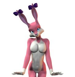 3d anthro babs_bunny color female female_only furry rabbit solo tiny_toon_adventures transparent_background uncensored unrealfox warner_brothers