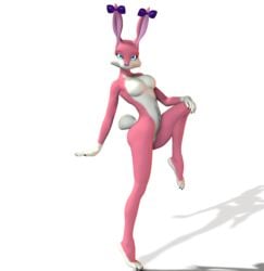 3d anthro babs_bunny color female female_only furry rabbit solo tiny_toon_adventures transparent_background uncensored unrealfox warner_brothers