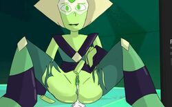 after_sex cartoon_network clothing cum female gem gem_(species) google_images jail_break_(steven_universe) limb_enhancers masturbation matable peridot_(steven_universe) pussy smile solo spread_legs spreading steven_universe torn_clothing