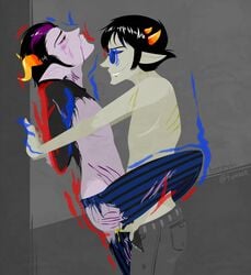 2boys anal ass black_hair blood blue_eyes boratoki crying eridan_ampora fins gay glasses grey_background grey_skin hate_sex homestuck horns ms_paint_adventures naked penis pointy_ears psychic purple_highlights rape restrained ripped_clothing scratches sharp_teeth short_hair smile sollux_captor tears troll yellow_eyes yellow_nails