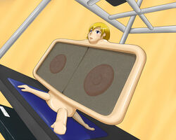 blonde_hair blue_eyes inanimate nipples objectification open_mouth tagme television tv what