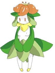 breasts color covering female female_only flower flower_petals front_view lamm lilligant nipples plant_girl pokemon pokemon_bw small_breasts solo standing white_skin