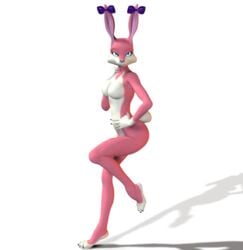 3d anthro babs_bunny color female female_only furry rabbit solo tiny_toon_adventures transparent_background uncensored unrealfox warner_brothers