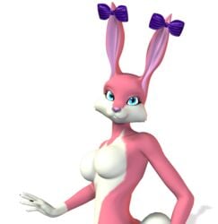 3d anthro babs_bunny color female female_only furry rabbit solo tiny_toon_adventures transparent_background uncensored unrealfox warner_brothers