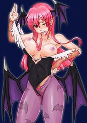 clothing darkstalkers jeibee medium_breasts morrigan_aensland pubic_hair succubus tagme