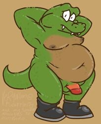 1boy brown_belly brown_nipples color crocodile donkey_kong_(series) donkey_kong_country donkey_kong_country_(cartoon) donkey_kong_country_(show) furry green_scales klump kremling male male_only nintendo penis red_penis scalie solo tail verquilion