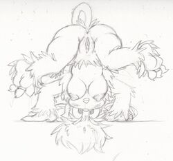 anthro ass blush breasts female female_only fur furry handstand monochrome nipples nude pokemon simisage sketch solo tagme upside-down vulva zinnthos