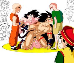 6+boys alien anal bardock black_eyes black_hair boner broly broly_(dragon_ball_z)_1993 dragon_ball dragon_ball_z eating erection forced_yaoi gay group_sex hat human incest krillin kuririn long_hair male male_only master_roshi multiple_boys multiple_males nappa nude oral penis precum pubic_hair raditz rape rape_face sandals sex son_gohan son_goku sunglasses tail tail_grab tear turles uncensored uniform watching white_hair yaoi