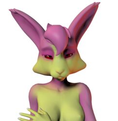 1girls 3d anthro breasts bunny_ears female furry lagomorph lucy_hare nipples pink_fur red_eyes solo star_fox unrealfox