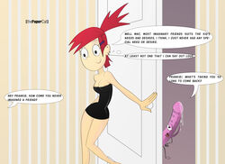 1girls black_dress breasts cartoon_network clothed clothing dress eyelashes female foster's_home_for_imaginary_friends frankie_foster human nipples thepapercat