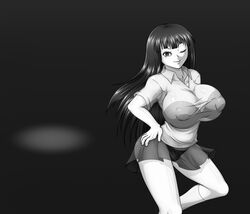 clothes_removed female hand_on_hip huge_ass long_hair monoe pale-skinned_female pale_skin see-through smile solo white_skin wink yume_nikki