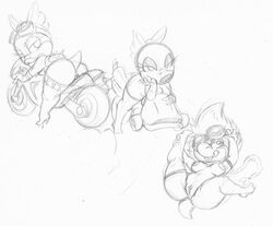 anthro birdo bow bracelet breasts claws eyelashes eyeshadow female high_heels koopa lipstick mario_(series) mario_kart nintendo nipples pussy shell sketch spiked_shell spikes super_mario_bros. tagme tail wendy_o._koopa zinnthos