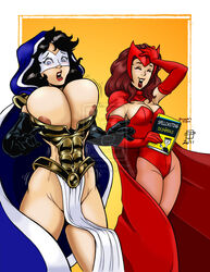 2011 avengers breast_expansion callmepo color colored female female_only human mantra_(marvel) marvel marvel_comics multiple_females multiple_girls mutant_(marvel) robert_rodier scarlet_witch wanda_maximoff watermark x-men