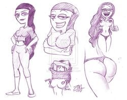 breasts collage danny_phantom female female_focus female_only monochrome nickelodeon paulina_sanchez thong zariguim