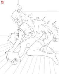 hatake_kakashi line_art mei_terumi monochrome naruto sbel02 straight tagme