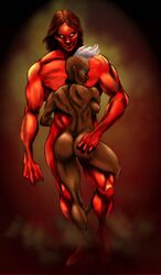 1boy 1girls ass athletic athletic_female athletic_male backboob blood breasts brown_hair brown_skin collar dark-skinned_female dark_skin dat_ass embrace female glowing_eyes hair human human_on_humanoid humanoid injury interspecies large_breasts male marvel marvel_comics mephisto_(marvel) mohawk muscular muscular_female muscular_male no_irises nude ororo_munroe perky_breasts red-skinned_male red_skin selkirk short_hair sideboob size_difference smirk storm_(x-men) two_tone_hair white_hair x-men yellow_sclera