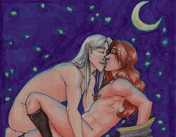 artist_request bishoujo_senshi_sailor_moon brown_hair gay kissing kunzite long_hair male male_only moon nephrite scent_of_sage stars white_hair yaoi