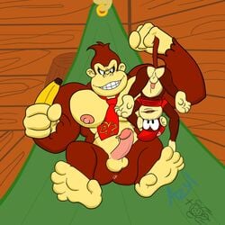 azul boner color diddy_kong donkey_kong donkey_kong_(series) erection furry incest kong male male_only monkeysuit multiple_males nintendo nude yaoi