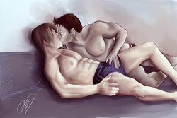 bulge chris_redfield human kissing leon_scott_kennedy male male_only multiple_males pablo resident_evil resident_evil_6 yaoi