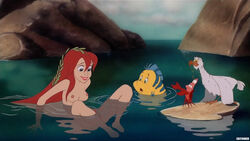 ariel disney edit editooner female flounder human nipples scuttle sebastian_(disney) the_little_mermaid