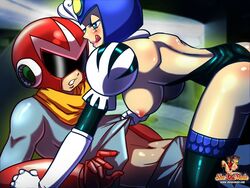 blue_eyes breasts licking_lips mega_man mega_man(classic) nipples proto_man sheanimale splash_woman tagme