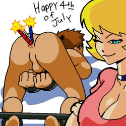 1boy anal_insertion animated ass blonde_hair bondage bound bound_ankles bound_wrists burning_candles candle_insertion candles cfnm clothed_female_nude_male cuffed dboy dominatrix female femdom fireworks kthblk lowres male male_penetrated malesub multicolored_candles pixel_art reverse_rape smirk spreader_bar straight testicles uncensored white_background wink