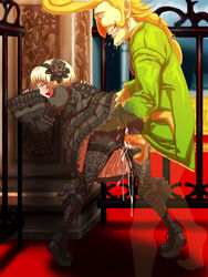 blonde_hair censored european_clothes female flower gothic_lolita human hyena hyena_(kof) king_of_fighters king_of_fighters_maximum_impact lolita_fashion male ninon_beart rose sex short_hair snk straight