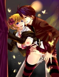 07th_expansion battler_ushiromiya beatrice_(umineko) blonde_hair blue_eyes breasts cum female from_behind hair_ornament human komo_da male no_panties penis sex skirt skirt_lift straight umineko_no_naku_koro_ni uncensored