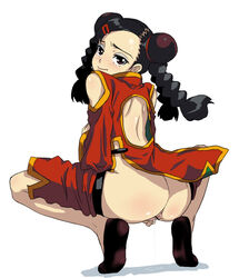 ass blush censored china_dress chinadress fingering hou_(hachiyou) pussy pussy_juice smile squat squatting