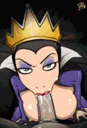 1girls :>= angry animated areola blowjob bouncing_breasts breasts clothes crown cum dark-skinned_male dark_skin disney disney_villains fellatio female gmeen interracial light_skin makeup male nipples oral penis pov queen saliva snow_white_and_the_seven_dwarfs the_evil_queen