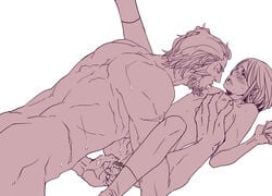 censored fate/zero fate_(series) iskandar_(fate) male male_only monochrome nude rider tagme waver_velvet yaoi