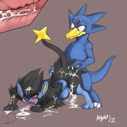 blush color cum female feral fur golduck interspecies luxray male mel_the_hybrid nude pokemon pokemon_(species) sex straight tagme