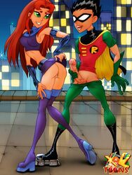 alien boots dc dc_comics dick_grayson erection female high_heel_boots human imminent_sex male no_panties presenting_pussy robin_(dc) robin_(dick_grayson) showing_ass showing_pussy starfire straight teasing teasing_penis teen_titans thigh_boots thigh_high_boots thighhigh_boots wet_pussy xl-toons.com