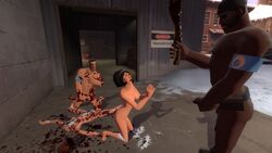 3d blood death demoman demoman_(team_fortress_2) female female_death femscout garry's_mod gore human human_female human_male human_only imminent_death male scout scout's_mother sniper sniper_(team_fortress_2) team_fortress_2 unprofessional_behavior