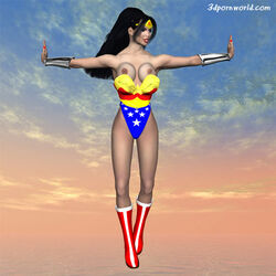 1girls 3d 3d_(artwork) 3dpornworld big_breasts black_hair boobs boots breasts dc dc_comics female female_only flying nipples solo tiara tied_hair unknown_artist wardrobe_malfunction wonder_woman wonder_woman_(series)