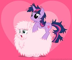 animal animated crazy_twilight_sparkle_(mlp) fluffle_puff friendship_is_magic mixermike622 my_little_pony original_character pink_fur straight_hair twilight_sparkle_(mlp)