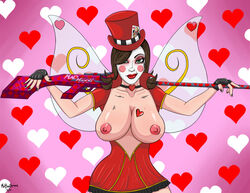 big_breasts borderlands breasts choker hat mad_moxxi makeup mrbooblover sniper_rifle tattoo wings