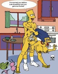 anal bart_simpson breasts color crying cum cum_in_ass cum_inside english_text female front_view human incest indoors male marge_simpson nipples nude rape rape_face sex straight tagme text the_fear the_simpsons