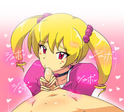 1boy 1girls airu_suzaki beige_skin clothes color digimon digimon_xros_wars erection faceless_male fellatio female hair holding_penis human insertion looking_at_viewer male male_pov nude open_eyes oral oral_insertion oral_sex penis pink_eyes pov straight sucking tied_hair twintails yellow_hair