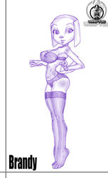 anthro bra brandy_&_mr_whiskers brandy_harrington canine character_name clothes disney disney_channel dog female female_only fur furry furry_tail looking_aside mammal monochrome nipples panties raised_tail side_view solo standing tagme tail toon_disney underwear vamptod