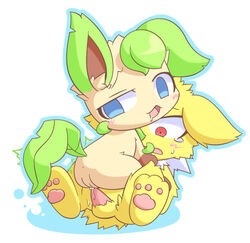 1boy 1girls blue_eyes blush blush_lines blushing colored crying_with_eyes_open cum cum_on_penis duo eeveelution female feral fur insertion interspecies jolteon leafeon male naked naked_female naked_male nettsuu no_text nude paws penis pokémon pokémon_(species) pokemon pokemon_(species) red_eyes saliva_string sex shibi sitting_on_penis straight sweat tagme tail vulva white_background