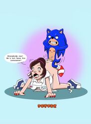 1girls blue_fur buster_(artist) celebrity crossover flo_(progressive_insurance) furry hedgehog mammal mascot progressive_auto_insurance sonic_(series) sonic_the_hedgehog stephanie_courtney