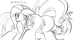 2girls anal_beads anus ass blush cutie_mark dialog dildo earth_pony english_text female fluttershy_(mlp) friendship_is_magic fur furry furry_only greyscale haiku hair horse monochrome my_little_pony pegasus pony rainbow_dash_(mlp) raised_tail sketch smooth_skin solo_focus tail text vagina wings