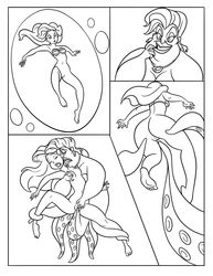 ariel brainiacx comic disney monochrome nipples pussy the_little_mermaid ursula ursula_(the_little_mermaid)