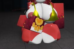 2026 areola big_breasts bikini_top breasts caption gold_bikini hazzy_(kaiju_paradise) kaiju_paradise large_breasts lettuce123455 roblox roblox_game
